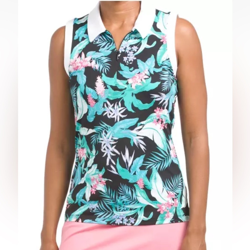 Tommy Bahama Women’s Golf Floral 1/4 Zip Sleeveless Polo Top Size M - Medium NWT